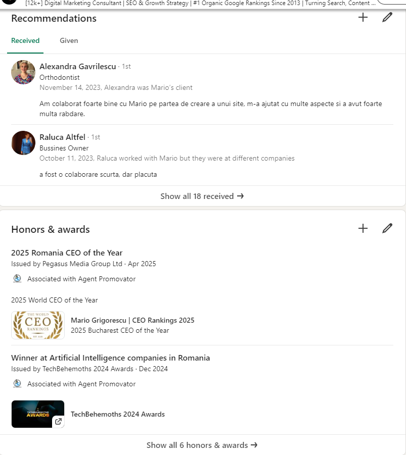 recomandari linkedin